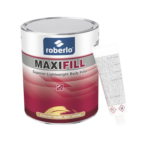 Roberlo Maxifill Superior Lightweight Body Filler – Easy Sanding & Paintable for Car Repairs – Ideal for Dents, Holes & Rust – Ultra Smooth Finish – 3 Liters + Hardener - size: 3 Liter