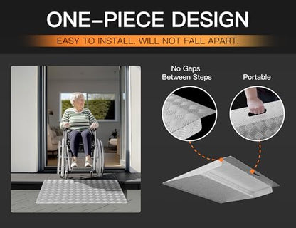 31" x 25" Aluminum Threshold Ramp for Doorways, 550 lbs Capacity - size: 31"x24.5" for 2"-6"