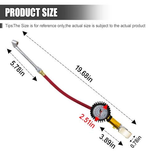 Digital Tire Pressure Gauge with Inflator, 0-220 PSI, Accuracy, Universal Fit Cars and Trucks (Red)