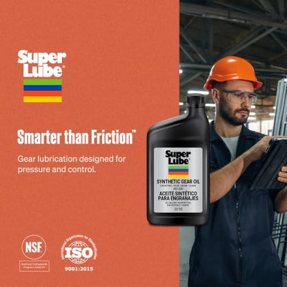 Super Lube Synthetic Gear Oil - Heavy Duty Synthetic Machinery Oil for Truck & Auto Maintenance - NSF H1 Food Grade Gear Lubricant - ISO 220 - Translucent Amber - Bottle - 1 qt (54200) - size: ISO 220 - 1qt Bottle
