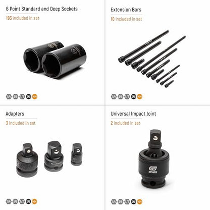 GEARWRENCH 209 Piece SAE/Metric Std/Deep Master Impact Socket Set | 89072
