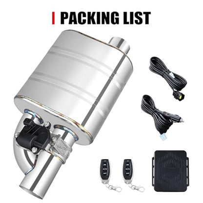 2 Inch Valved Muffler Electric Exhaust Cutout with Muffler Cat Back Exhaust System Kit - color: Single Pack, size: 2" (1pc, Single Valve)
