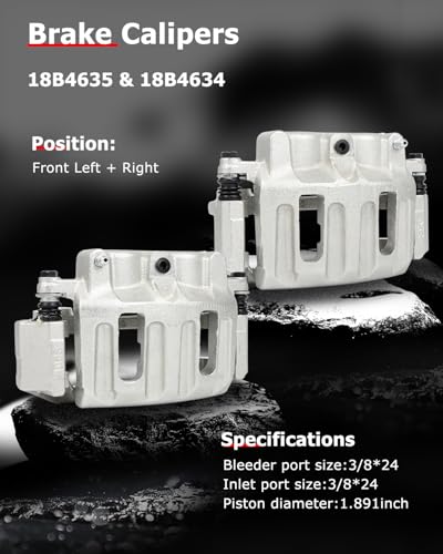 cciyu Front Left & Right Disc Brake Calipers w/Bracket 18B4635 18B4634 - size: Front[18B4635+18B4634]