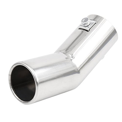 uxcell Universal Fit Diameter 0.75" -1.5" Stainless Steel Chrome Curved Exhaust Tail Muffler Tip Pipe for Vehicle