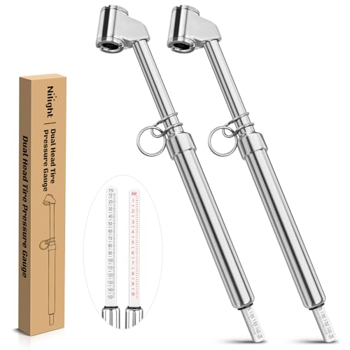 Nilight 2 Pack Dual Head Tire Pressure Gauge 10-150PSI Heavy Duty - color: 2pc Tire Pressure Gauge