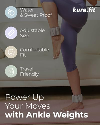 Pilates Wrist & Ankle Weights | Adjustable Weighted Bangles | 1/2/3LB Each - color: Beige, size: 2 LB