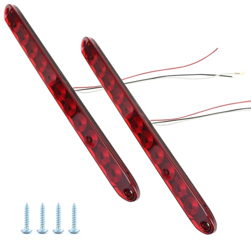 QWORK 2 Pack LED Red Trailer Brake Tail Light - 11 LEDs, for 12V Boats Trucks Trailers