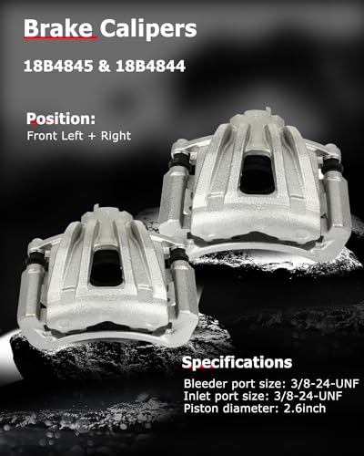 cciyu Front Left & Right Disc Brake Calipers w/Bracket 18B4845 18B4844 - size: Front[18B4845+18B4844]