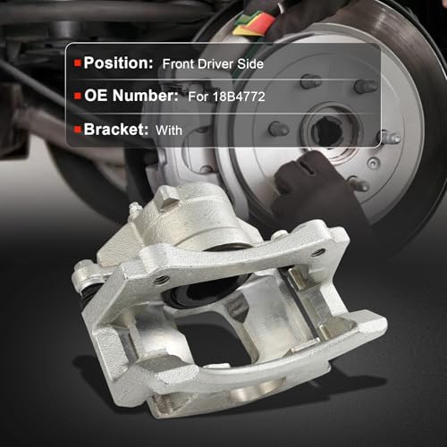 cciyu Front Left Disc Brake Caliper Assembly w/Bracket 18B4772 - size: Front Left[18B4772]