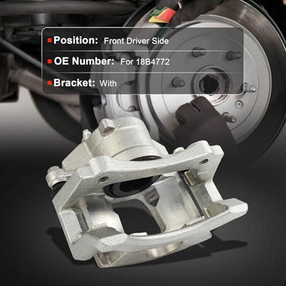 cciyu Front Left Disc Brake Caliper Assembly w/Bracket 18B4772 - size: Front Left[18B4772]