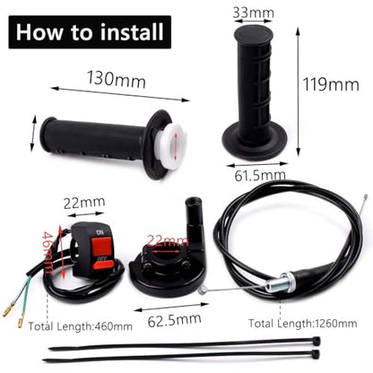 7/8 22mm Twist Throttle Accelerator Soft Rubber Handle Grips,mini Bike Throttle Assembly for 50cc 90cc 110cc 125cc Mini/Pit/Dirt/ATV Quad Pocket Bike (Black) - color: Black