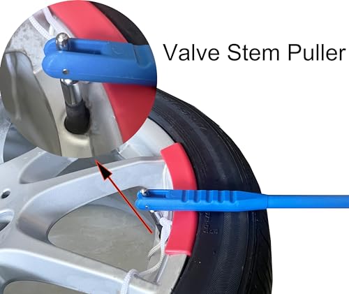 Professional Wheel Weight Tool Kit 4-Piece Set - Heavy Duty Rim Protector (2pcs), Tire Valve Remover & Weight Remover Tools, Wheel Weights Clip On for Cars/Trucks/SUVs(HT-M52)