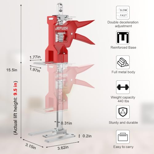 Labor Saving Arm Jack 2 Pack Height Adjustment Hand Jack 440LB Capacity - color: Red, size: 15.5 Inch