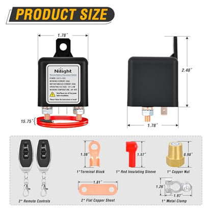 Nilight Remote Battery Disconnect Switch 12V 250A - color: 250A Standard