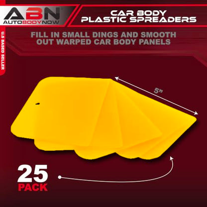 ABN 5in Plastic Body Filler Spreaders 25 Pack Flexible Putty Applicators for Automotive & Repair Use