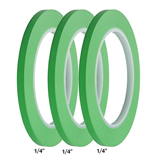 JINBING High-Temp Vinyl Fine Line Fineline Masking Tape Automotive Paint for Curves Green (1/4 inch x 3) - size: 1/4 inch x 3 rolls