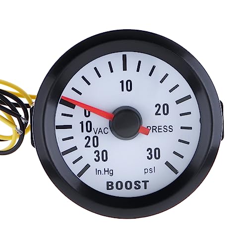 Boost Gauge, 6032BL 2" 52mm 12V Blue LED 0~30in.Hg / 0~30PSI Turbo Boost Gauge Meter with Sensor for Car Boat Truck ATV