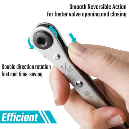 DURATECH 4 IN 1 HVAC Service Wrench, 3/16", 1/4", 5/16", 3/8" - size: 1PC Flat Service Ratchet Wrench