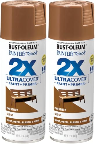 Rust-Oleum 249847 Painter's Touch 2X Ultra Cover Spray Paint, 12 oz, Gloss Chestnut (Pack of 2) - color: Gloss Chestnut, size: 12 Ounce (Pack of 2)