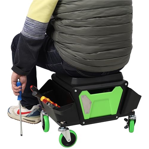 Heavy Duty Mechanic Stool 330 Lbs, Rolling Garage Seat with Wheels, Creeper Stool with Tool Tray for Auto Repair, Workshop, Car Beauty, Mechanic Rolling Stool Garage Shop Chair