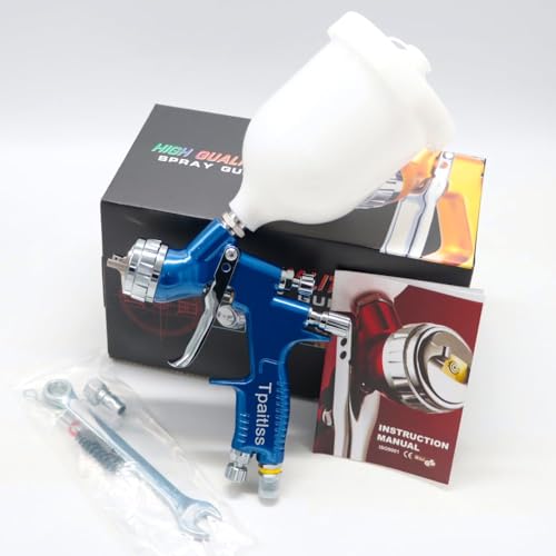 HVLP Spray Gun Automotive Air Spray Gun with 1.3mm Tip 600ml Plastic Cup for Auto Paint,Car Paint,Blue - color: Blue