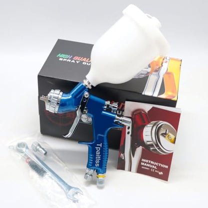 HVLP Spray Gun Automotive Air Spray Gun with 1.3mm Tip 600ml Plastic Cup for Auto Paint,Car Paint,Blue - color: Blue