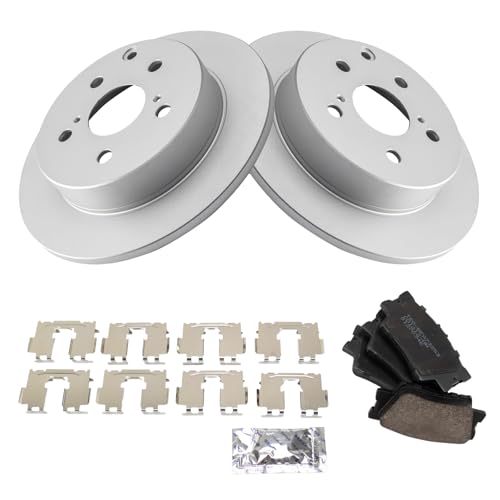 TRQ Rear Brake Pad and Rotor Set Ceramic Solid G Coated Rotors 11.06 in - style: BKA14732
