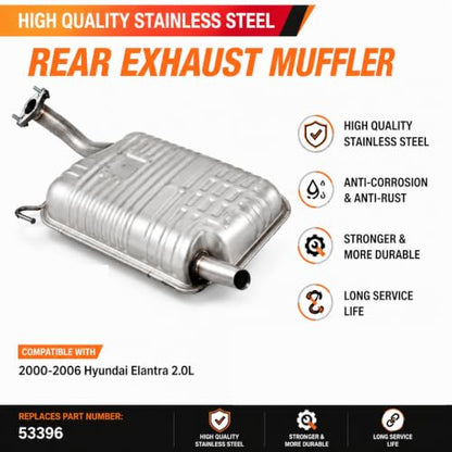 53396 Rear Exhaust Muffler for 01-06 Hyundai Elantra 2.0L (High Grade) HE01 - size: HE01