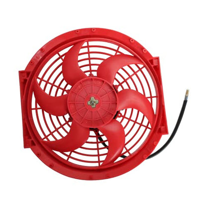 10" inch Slim Fan Push Pull Electric Radiator Cooling 12V Mount Universal Kit Red - color: Red, size: 10 Inch