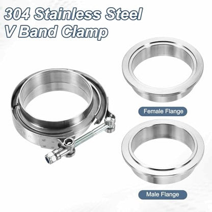 HARFINGTON V Band Clamp with Flange, 304 Stainless Steel, 3.5 Inch, Silver - size: 3.5 Inch