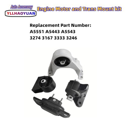 Yllhaoyuan Complete Set of 4 Motor Mounts for 2011-2019 Journey 3.6L AWD - size: 2011-2019 Dodge Journey 3.6L