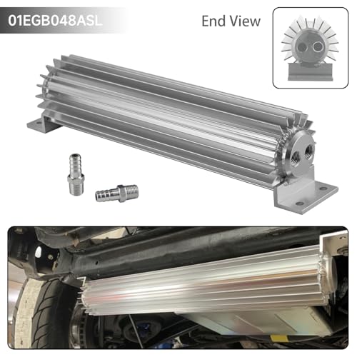 Universal 12'' Aluminum Dual Pass Finned Transmission Oil Cooler W/Fittings Silver - color: Silver, size: 12''