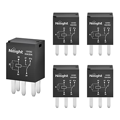 Nilight 5Pack 12V 5Pin Ultra Micro ISO SPST Relay 35A/20A for Fuel Pump - color: 5Pin Relay