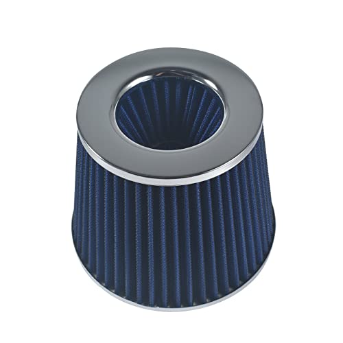 2.5 63.5mm Performance High Flow Inlet Cold Air Intake Cone Dry Filter Blue