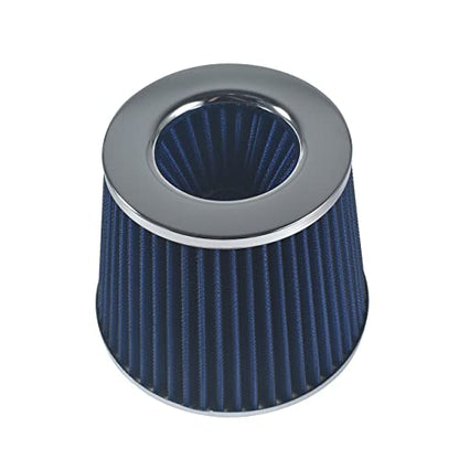 2.5 63.5mm Performance High Flow Inlet Cold Air Intake Cone Dry Filter Blue