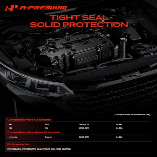 Premium Engine Valve Cover - Compatible with Hyundai Accent, Kia Rio Rios, L4 1.6L DOHC, Replacement # 2244126801