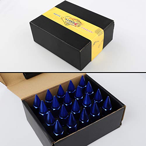 M12X1.5 Spikes Nuts for Rims Aluminum Extended Tuner Lug Nuts 20PCS 60MM (Blue) - color: Blue
