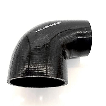90 Degree ID 3 Inch to 3.5 Inch 4Ply Reducer Silicone Hose Black (76-89MM) - size: 76-89MM