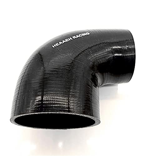 90 Degree ID 3 Inch to 4 Inch 4Ply Reducer Silicone Hose Black (76-102MM) - size: 76-102MM