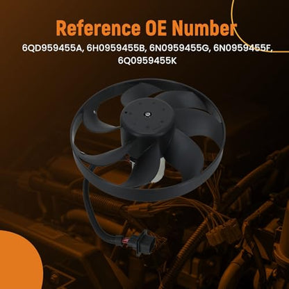 maXpeedingrods Electric Radiator Cooling Fan Driver Side Assembly for Audi TT 2000-2002 TT Quattro 2000-2006, for Volkswagen Golf 1999-2006 Jetta 1999-2005, 6QD959455A 6H0959455B 1J0959455F - size: 6QD959455A