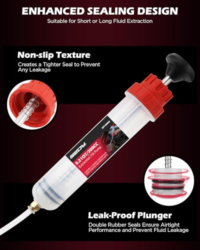 200CC Automotive Fluid Extractor Syringe Pump with Long Hose and Extension Tubes, Oil Extractor Fluid Pump Oil Evacuator and Dispenser Pump for Engine Oil, ATF, Coolant, Brake & Power Steering Fluids - style: New Version