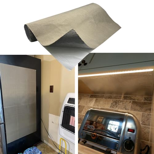Titanium Adhesive Backed exhaust heat shield 16'' X 47'' for wall behind grill 2500 Degrees High Temp Protection Material Thermal Barrier Blanket Mat - size: 16'' X 47''