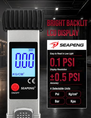 Heavy-Duty Digital Tire Pressure Gauge with Inflator, 5-230 PSI