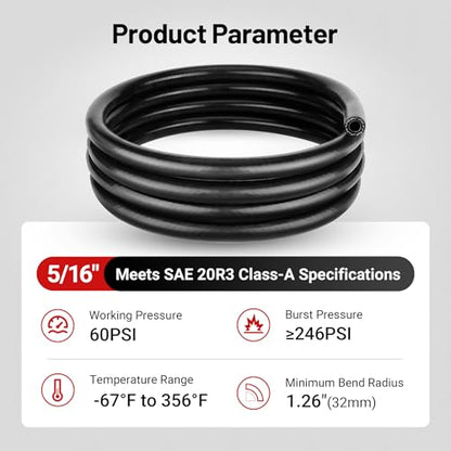 EVIL ENERGY 5/16" Silicone Heater Hose Radiator Coolant Hose Straight SAE J20R3 CLASS-A 60PSI 10FT Black - size: 5/16 10FT
