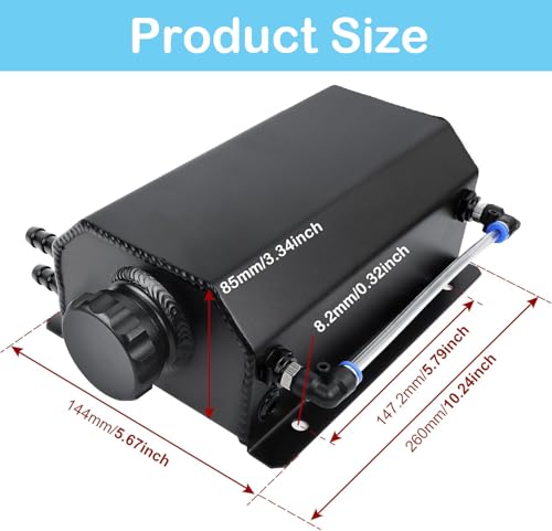 2L Aluminum Coolant Overflow Tank, Universal Radiator Reservoir Black - color: Black