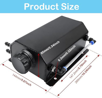 2L Aluminum Coolant Overflow Tank, Universal Radiator Reservoir Black - color: Black