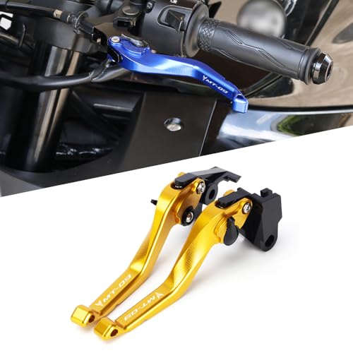 Motorcycle Short Brake Clutch Levers Compatible with Yamaha Gen 4 MT-09 / SP 2026 2025 2024 | Front Shorter Levers Handles MT09 MT 09 Gen4 Accessories (Gold) - color: Gold