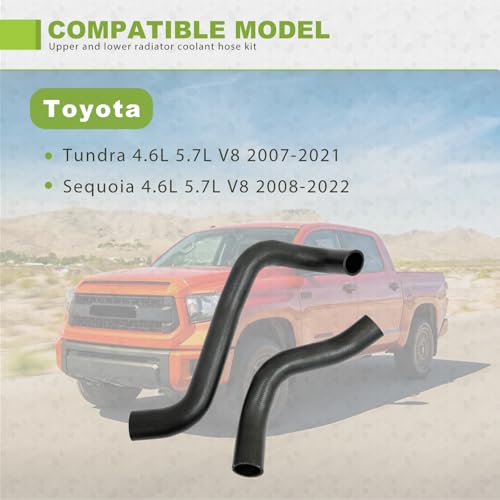 Upper and Lower Radiator Coolant Hose Set Fit for Toyota Tundra Sequoia 2007-2022 4.6L 5.7L V8 Inlet and Outlet Water Pipe, Replace 16571-0S010 16572-0S011 16572-0S010