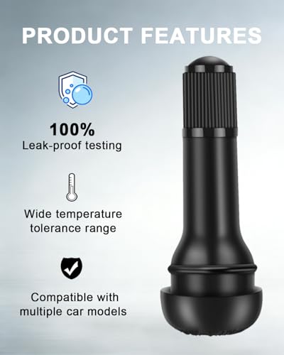 Riseuvo TR414 Tubeless Rubber Snap-in Tire Valve Stems, 5Pcs