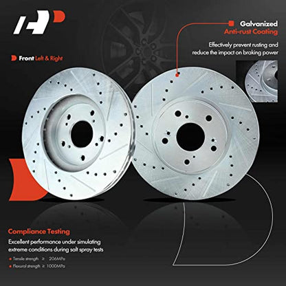 A-Premium Front and Rear Drilled Slotted Brake Rotors and Ceramic Pads Kit - style: 2002-2004 (Drilled & Slotted)